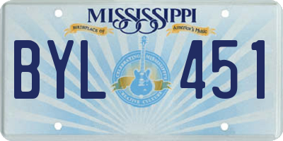 MS license plate BYL451