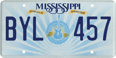 MS license plate BYL457