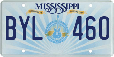 MS license plate BYL460