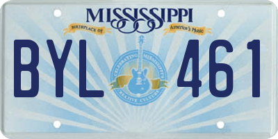 MS license plate BYL461