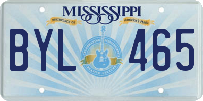 MS license plate BYL465
