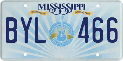 MS license plate BYL466
