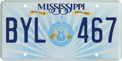 MS license plate BYL467