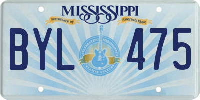 MS license plate BYL475