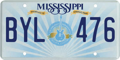 MS license plate BYL476