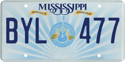 MS license plate BYL477