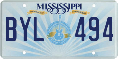 MS license plate BYL494