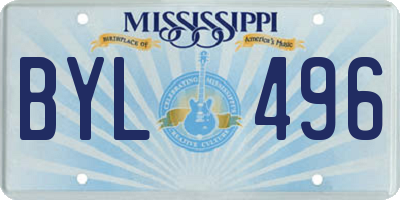 MS license plate BYL496