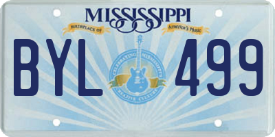 MS license plate BYL499