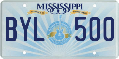 MS license plate BYL500
