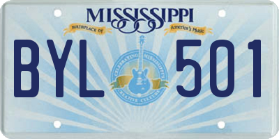MS license plate BYL501