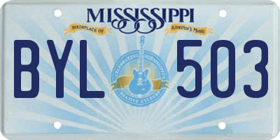 MS license plate BYL503