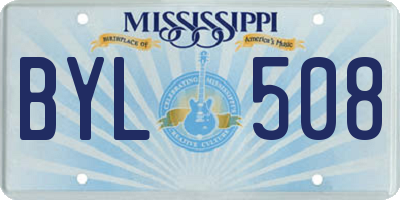 MS license plate BYL508