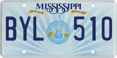 MS license plate BYL510