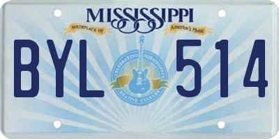 MS license plate BYL514