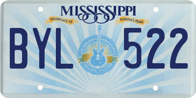 MS license plate BYL522
