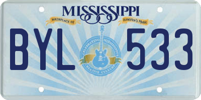 MS license plate BYL533