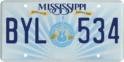 MS license plate BYL534