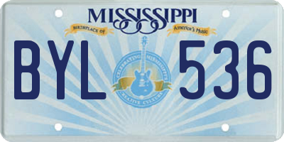 MS license plate BYL536