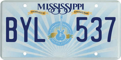MS license plate BYL537