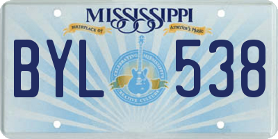 MS license plate BYL538