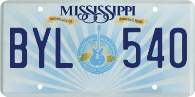 MS license plate BYL540