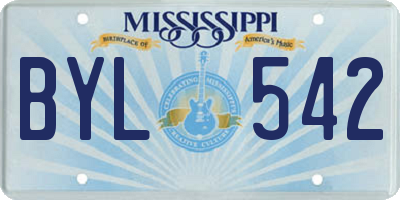 MS license plate BYL542