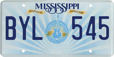 MS license plate BYL545