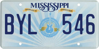 MS license plate BYL546