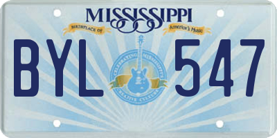 MS license plate BYL547