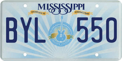 MS license plate BYL550