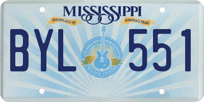 MS license plate BYL551