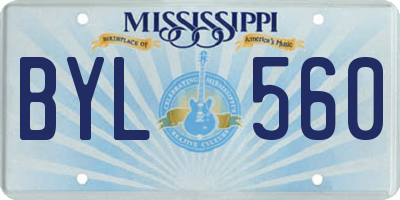 MS license plate BYL560