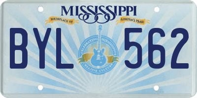 MS license plate BYL562