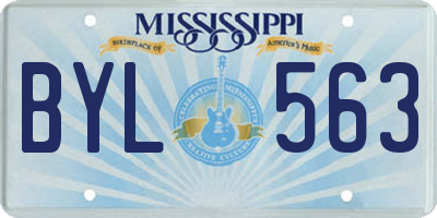 MS license plate BYL563