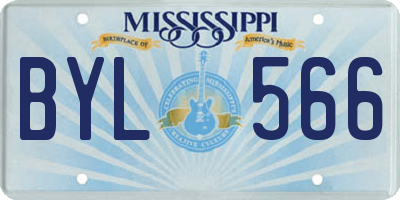 MS license plate BYL566