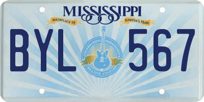 MS license plate BYL567