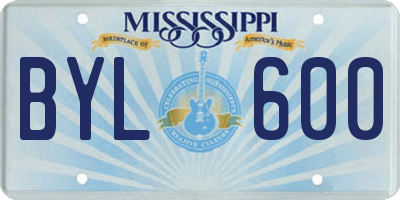 MS license plate BYL600