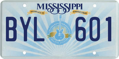 MS license plate BYL601