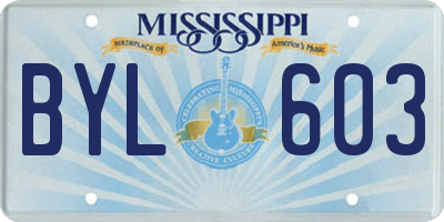 MS license plate BYL603