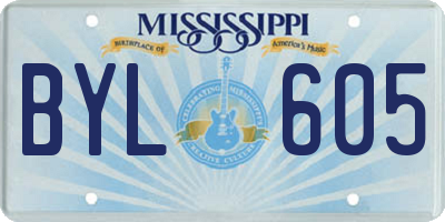MS license plate BYL605