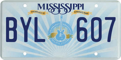 MS license plate BYL607