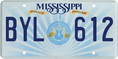 MS license plate BYL612