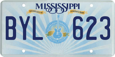 MS license plate BYL623