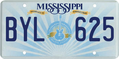 MS license plate BYL625