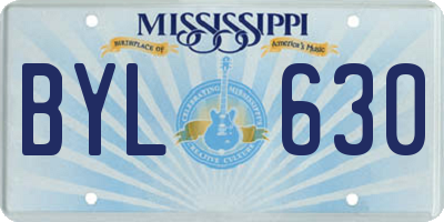 MS license plate BYL630