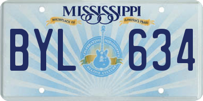 MS license plate BYL634