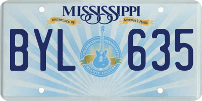 MS license plate BYL635