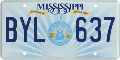 MS license plate BYL637