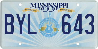 MS license plate BYL643